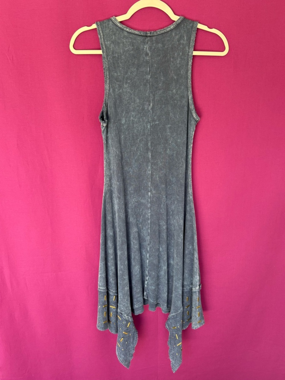 Vocal Y2K Studded Motorcycle Tank Dress Blue Asymmetrical Hem Small - Picture 4 of 8